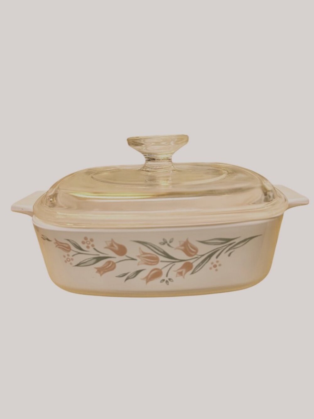 CorningWare Casserole Dish With Lid Pink Tulip Pattern A-1-B 1 Quart Vintage USA - Picture 5 of 7